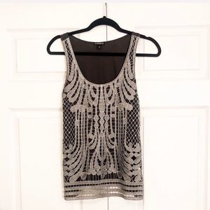 ❗️SOLD❗️Art Deco Gray Lace Tank